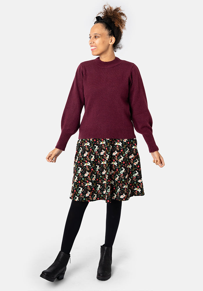 Berry Balloon Sleeve Jumper