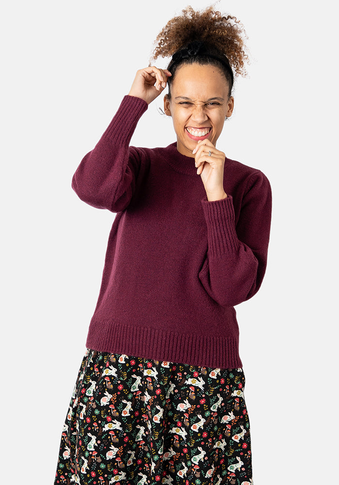 Berry Balloon Sleeve Jumper