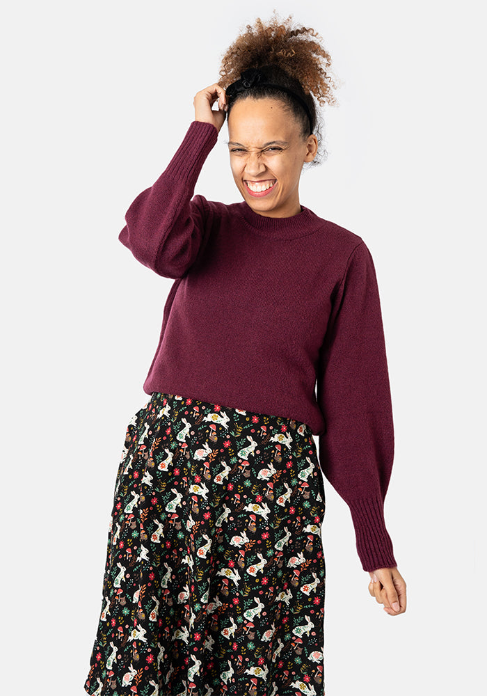 Berry Balloon Sleeve Jumper