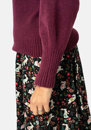 Berry Balloon Sleeve Jumper