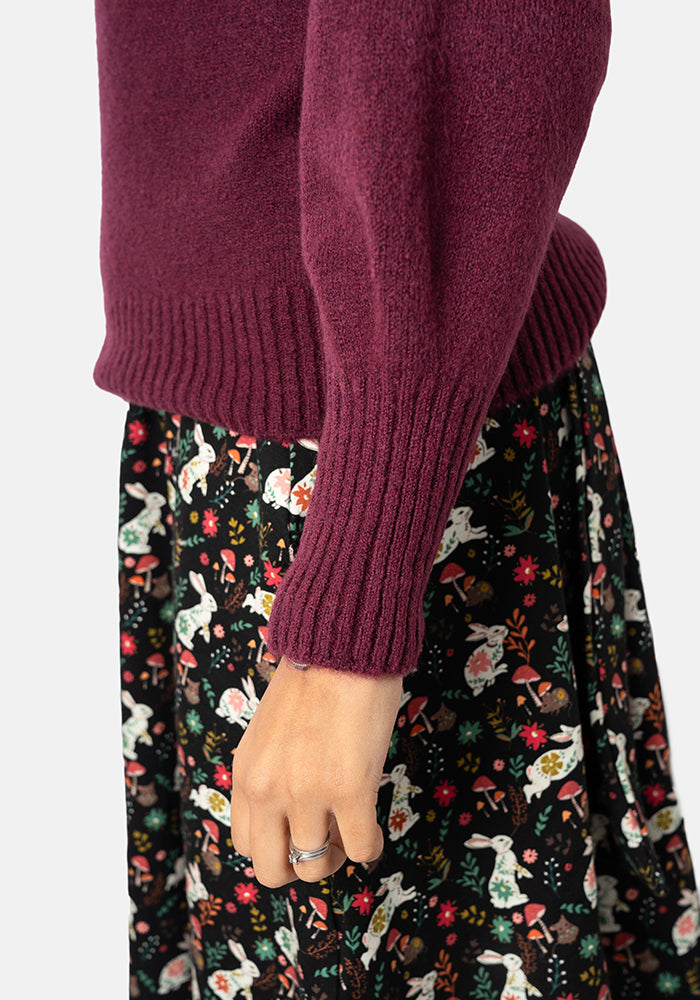 Berry Balloon Sleeve Jumper