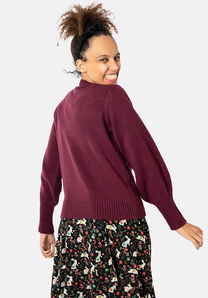 Berry Balloon Sleeve Jumper