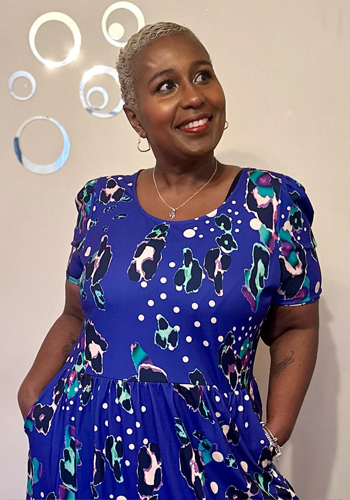 Third angle of Beverley Animal Polka Dot Mix Print Midaxi Dress