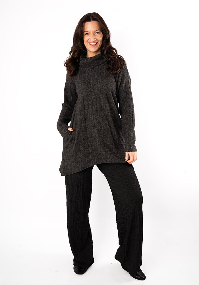 Seventh angle of Bexley Grey Brushed Chunky Rib Tunic