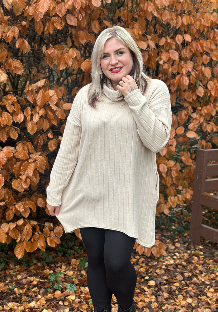 Third angle of Bexley Stone Brushed Chunky Rib Tunic
