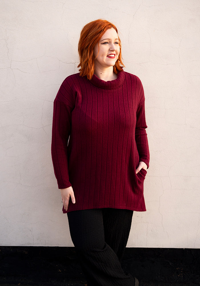 Bexley Wine Brushed Chunky Rib Tunic