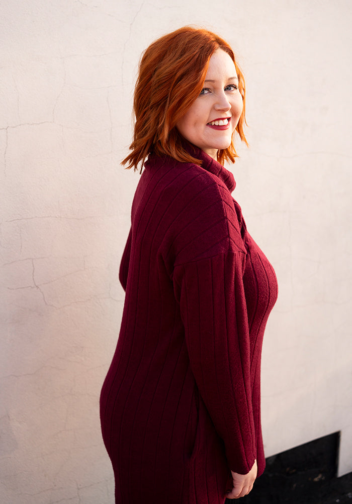 Bexley Wine Brushed Chunky Rib Tunic