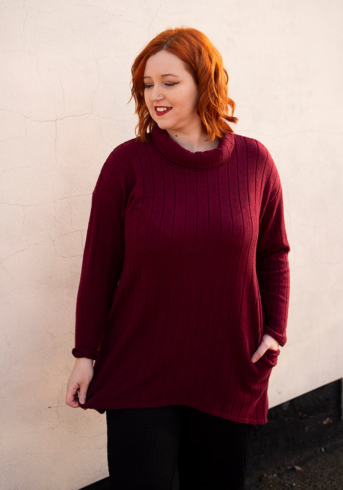 Bexley Wine Brushed Chunky Rib Tunic
