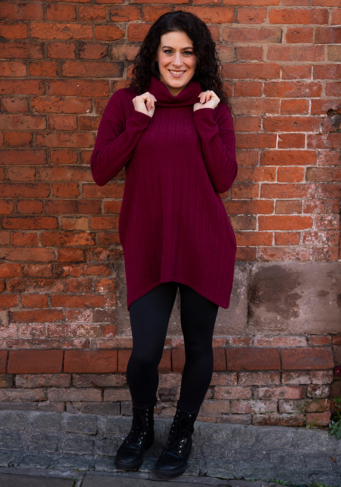 Bexley Wine Brushed Chunky Rib Tunic