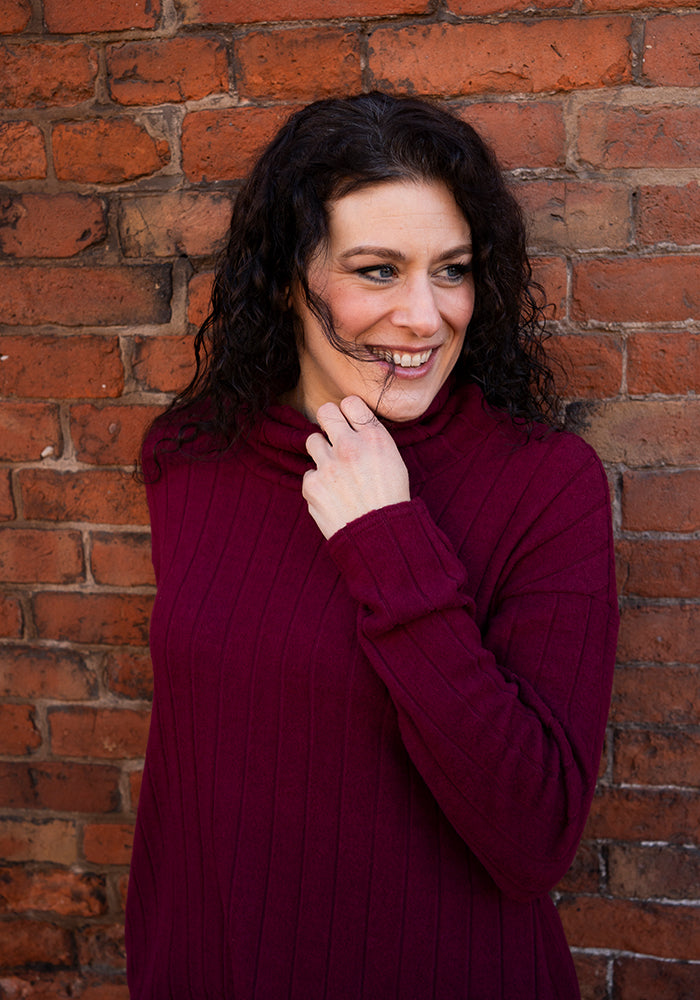Bexley Wine Brushed Chunky Rib Tunic