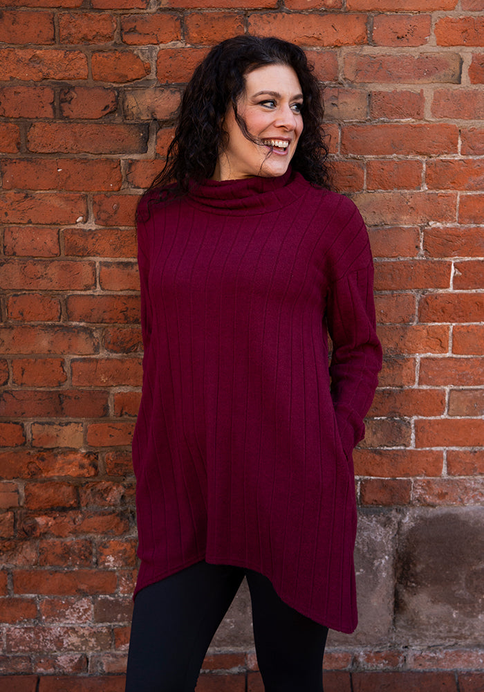 Bexley Wine Brushed Chunky Rib Tunic