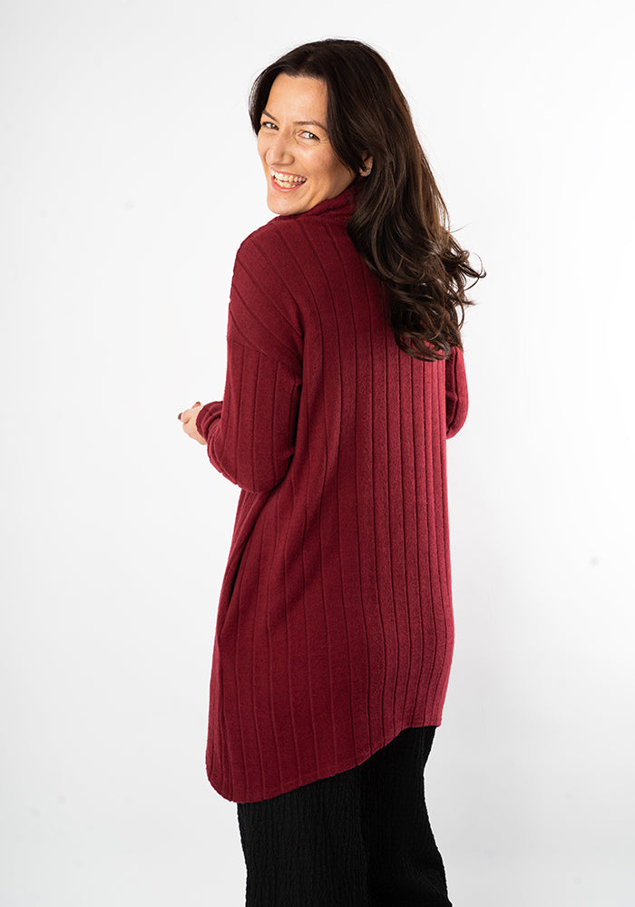 Bexley Wine Brushed Chunky Rib Tunic