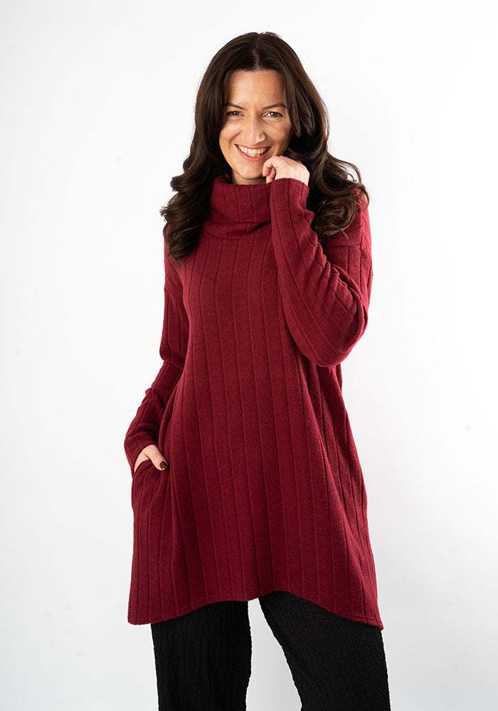 Bexley Wine Brushed Chunky Rib Tunic