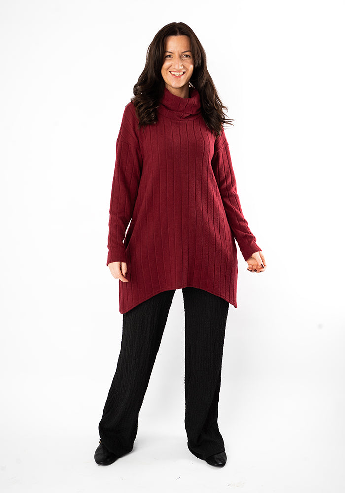 Bexley Wine Brushed Chunky Rib Tunic
