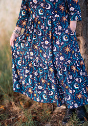 Birdie Celestial Moon Print Midi Dress