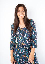 Birdie Celestial Moon Print Midi Dress