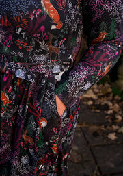 Birkley Animal Forest Print Midi Dress