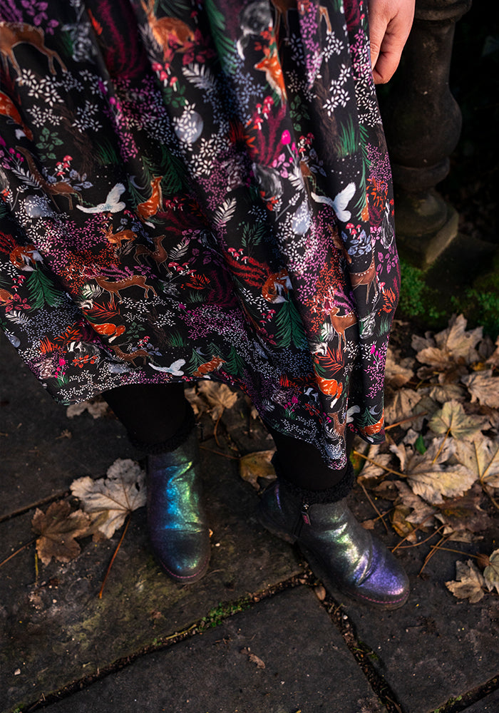Birkley Animal Forest Print Midi Dress