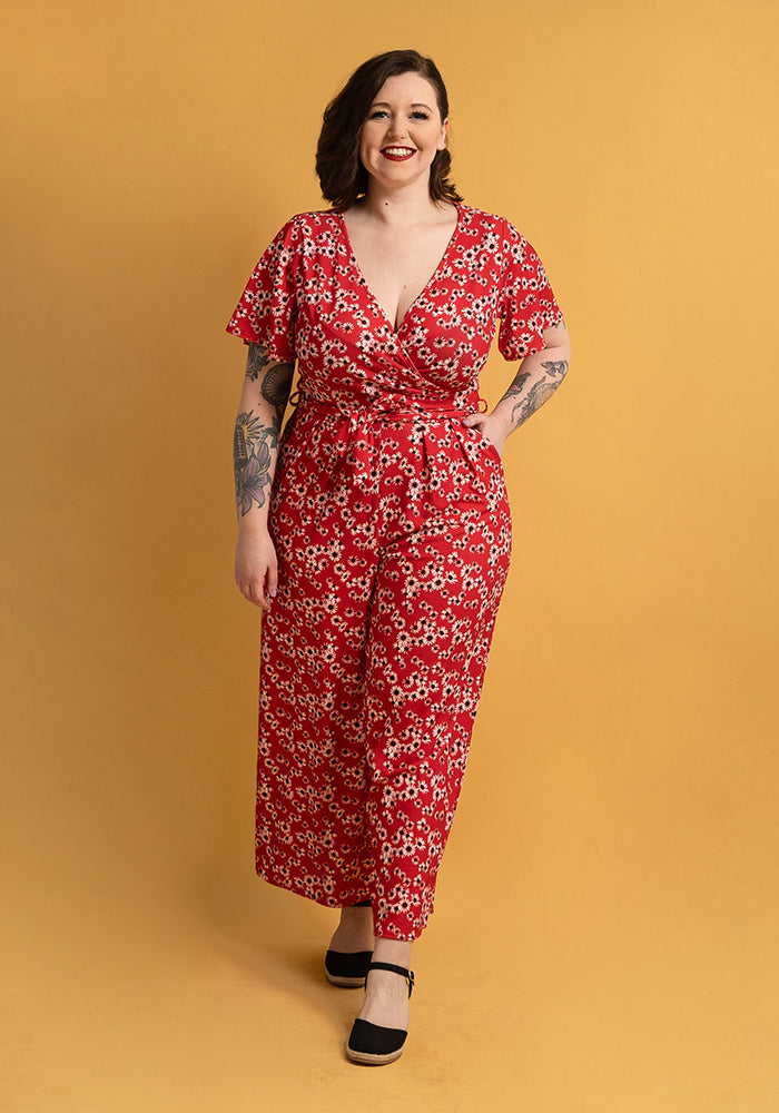 Bishop Red Ditsy Culotte Jumpsuit