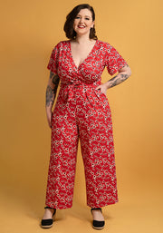 Bishop Red Ditsy Culotte Jumpsuit