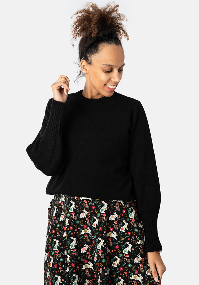 Black Balloon Sleeve Jumper