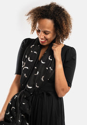Black Bat Foil Print Scarf