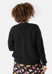 Black Cable Sleeve Cardigan