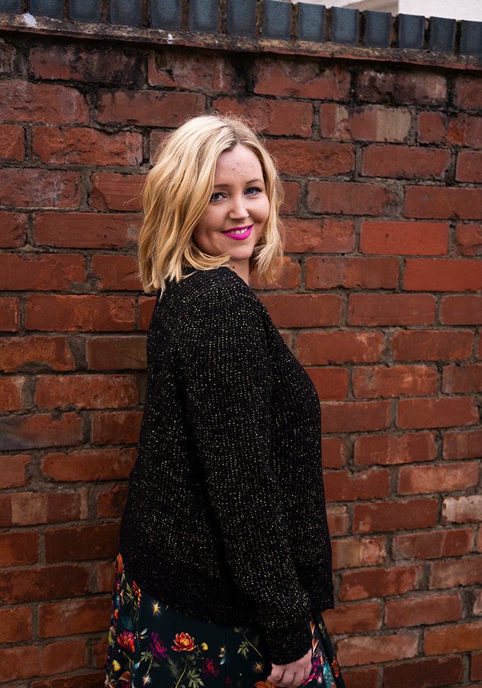 Third angle of Black &amp; Gold Lurex Cardigan