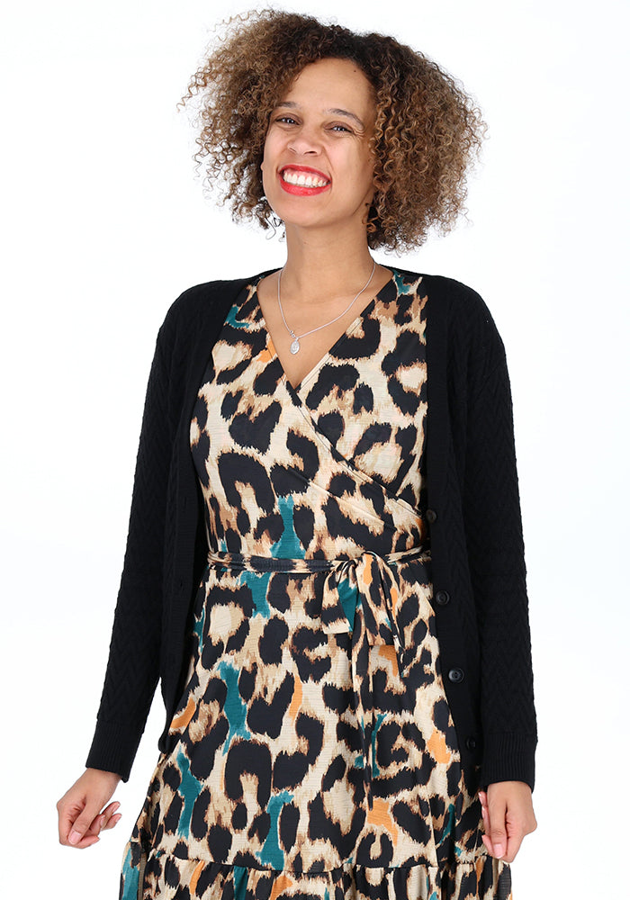 Seventh angle of Black Chevron Knit Cardigan, black Chevron Knit Cardigan The layer you&