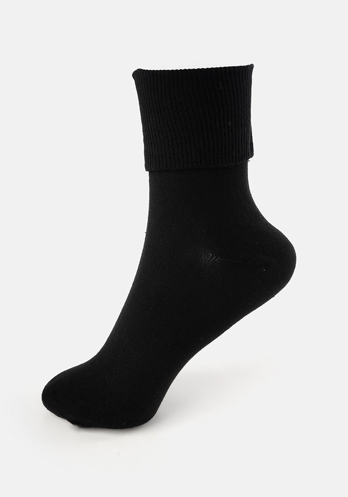 Second angle of Black Cotton Comfort Socks