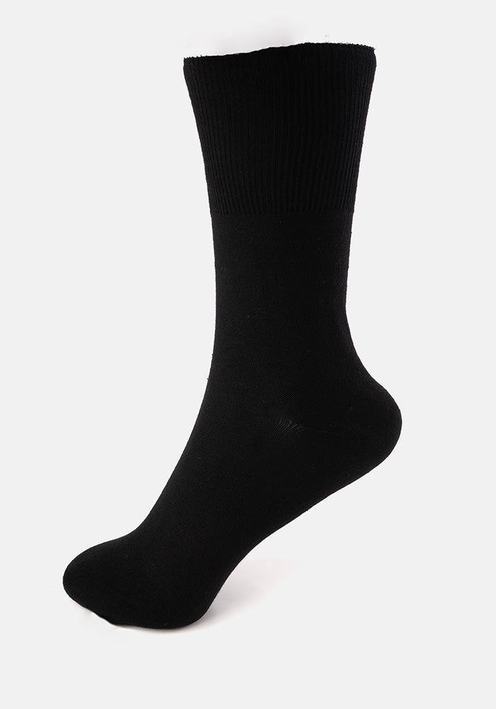 Front view of Black Cotton Comfort Socks