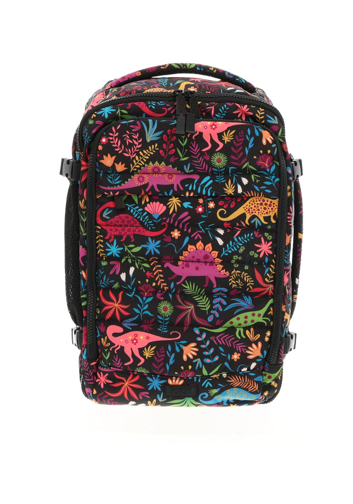 Front view of Black Dinosaur Print Cabin Bag