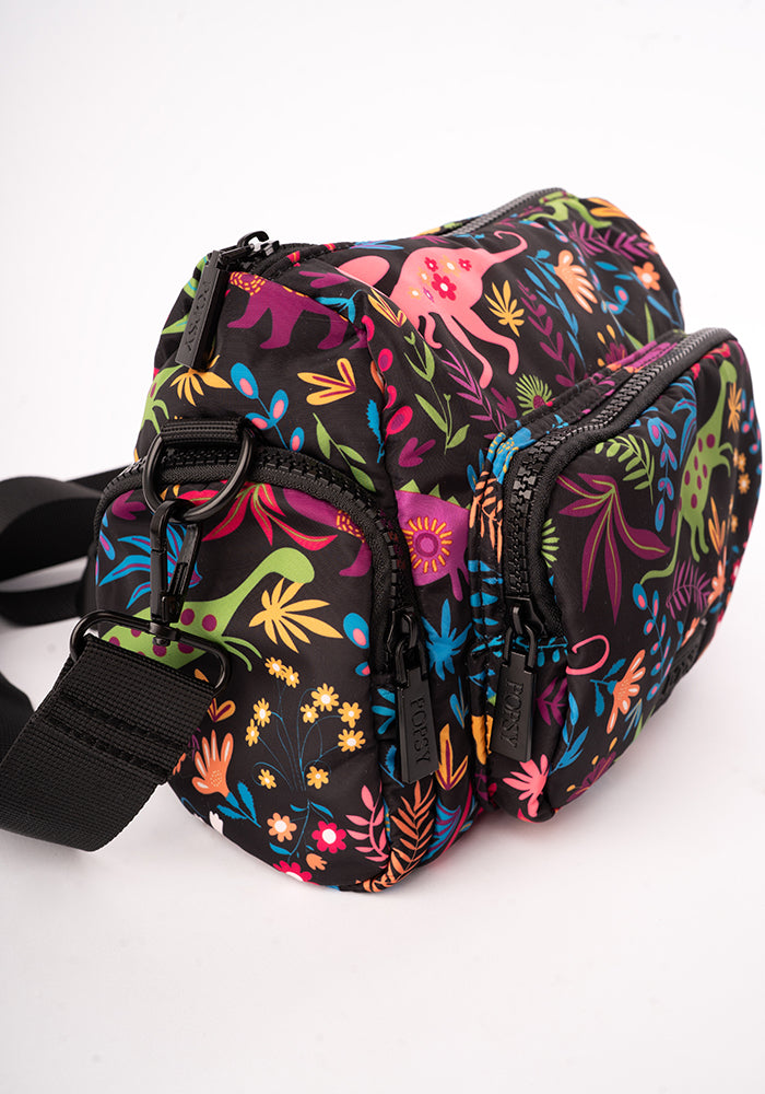 Black Dinosaur Print Cross Body Bag