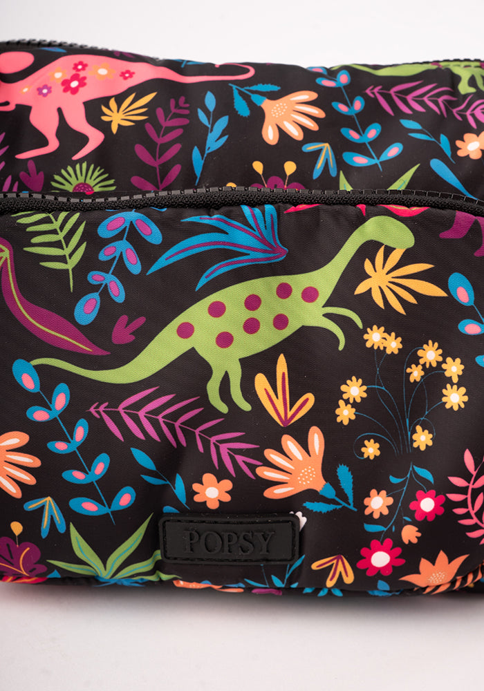 Fourth angle of Black Dinosaur Print Cross Body Bag