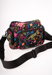 Black Dinosaur Print Cross Body Bag