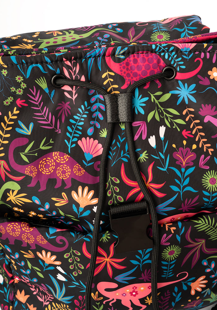 Fifth angle of Black Dinosaur Print Drawstring Rucksack