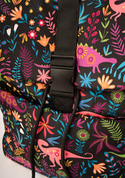 Black Dinosaur Print Drawstring Rucksack