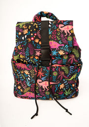 Black Dinosaur Print Drawstring Rucksack