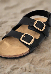 Black Double Buckle Popsy Sandal