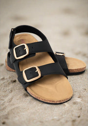 Black Double Buckle Popsy Sandal