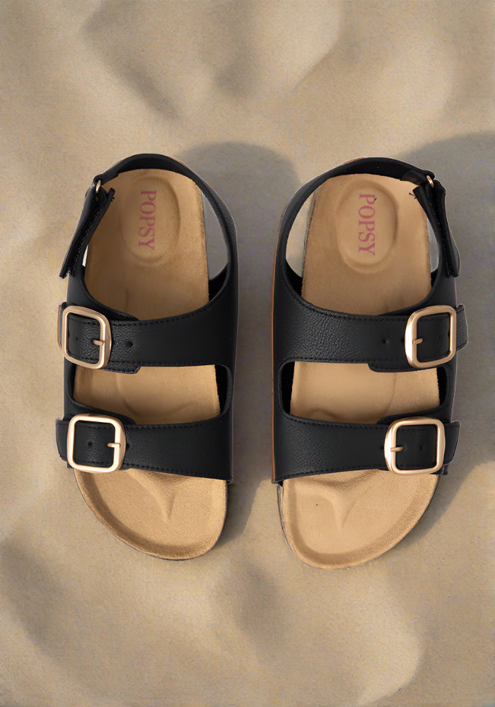 Black Double Buckle Popsy Sandal