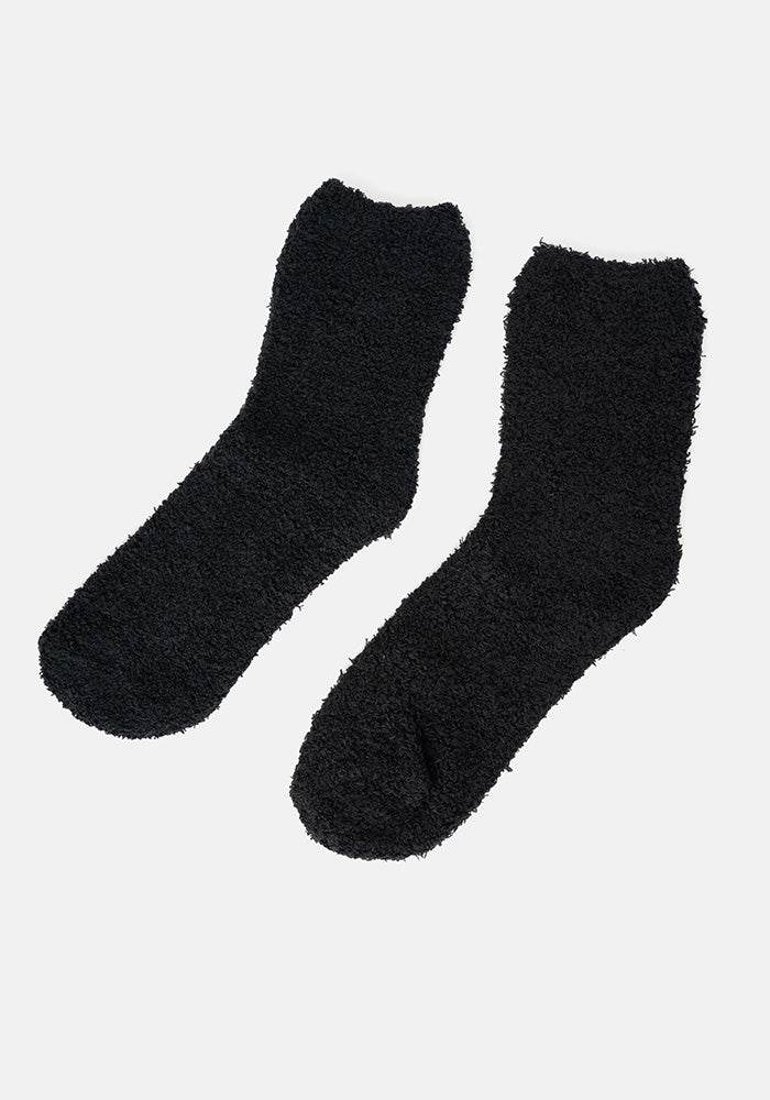 Fourth angle of Black Fluffy Socks