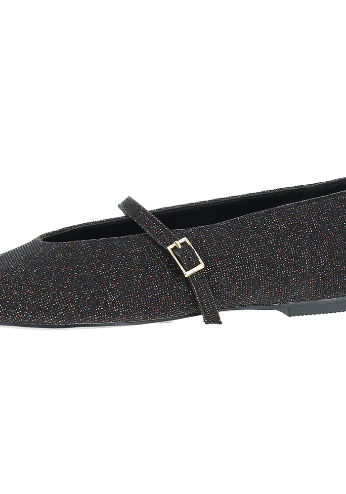 Black Glitter Ballet Pump