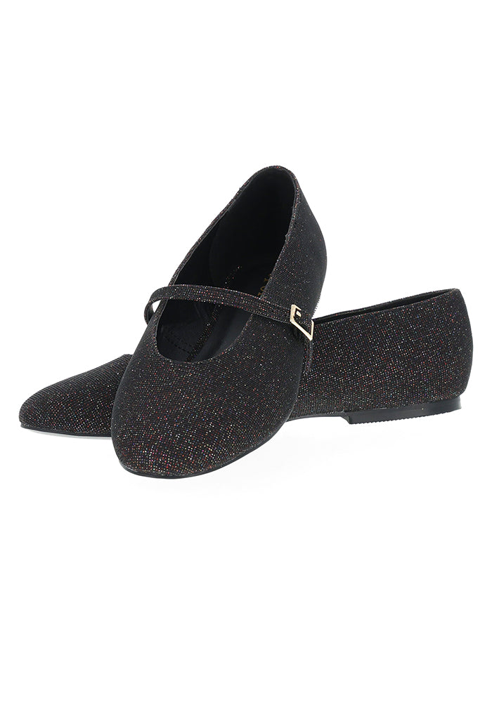 Black Glitter Ballet Pump