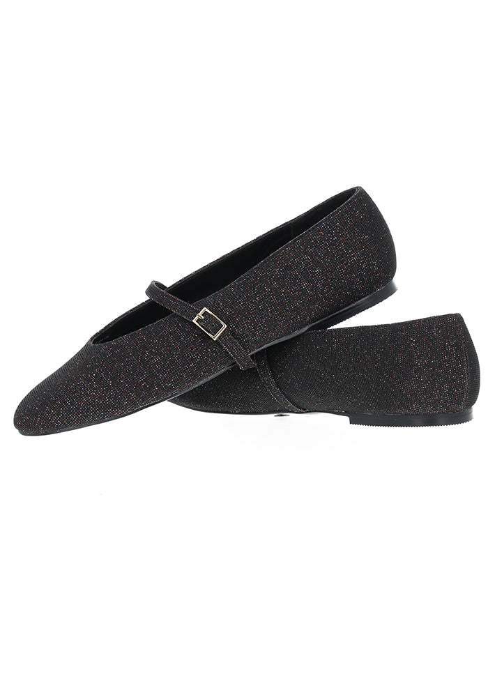 Black Glitter Ballet Pump