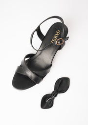 Black Glitter Heel Party Sandals