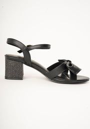 Black Glitter Heel Party Sandals