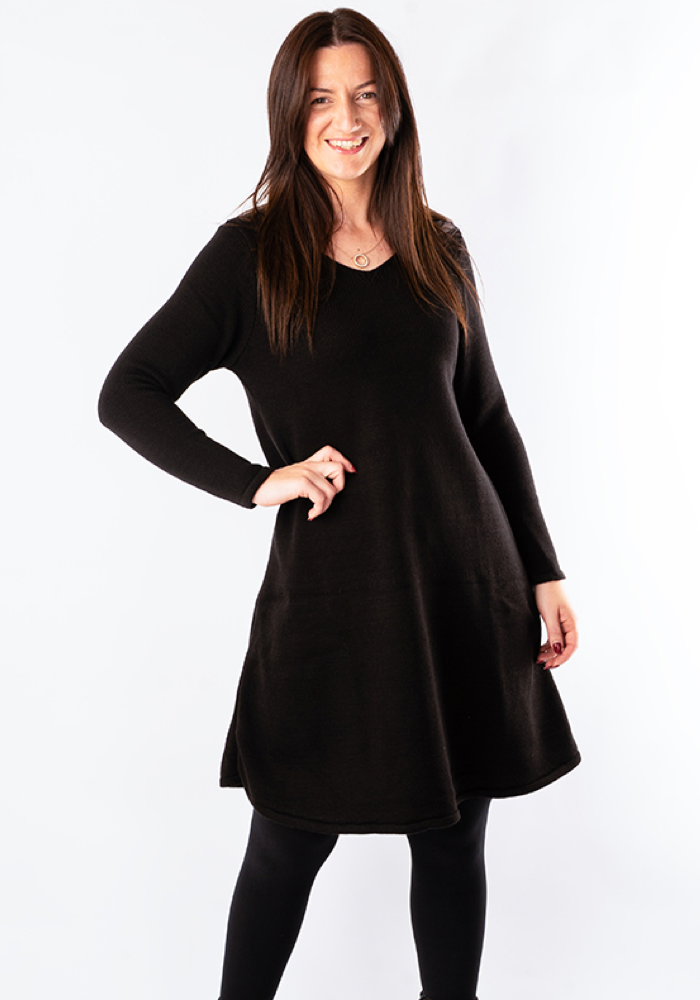 Front view of Black Knitted Dress