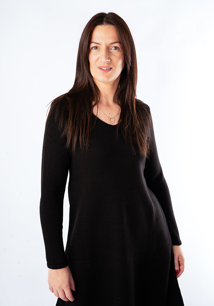 Third angle of Black Knitted Dress