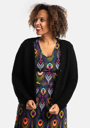 Black Long Sleeve Scallop Cardigan